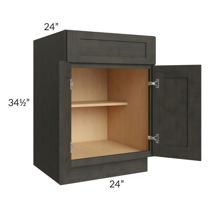 RTA Charcoal Grey Shaker 24" Base Cabinet with 2 Decorative End Panels