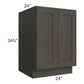 RTA Charcoal Grey Shaker 24" Full Height Door Base Cabinet with 1 Decorative End Panel and 2 Roll Out Trays
