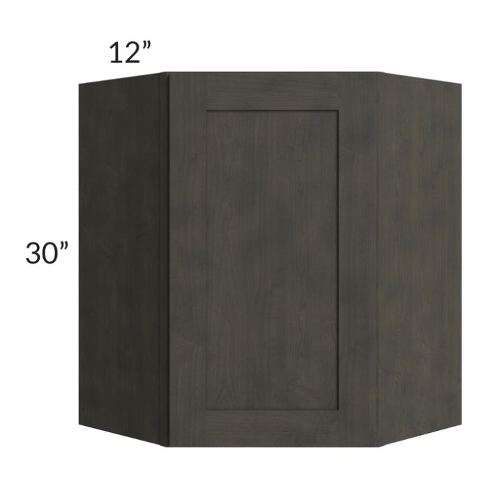 RTA Charcoal Grey Shaker 24" x 30" Wall Diagonal Corner Cabinet with 2 Decorative End Panels