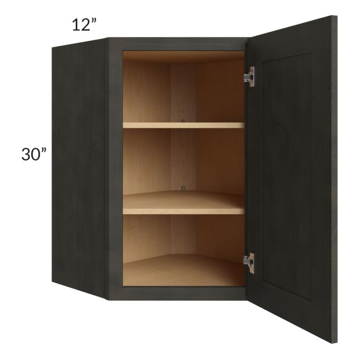 RTA Charcoal Grey Shaker 24" x 30" Wall Diagonal Corner Cabinet with 2 Decorative End Panels