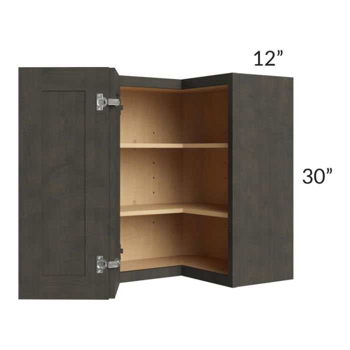 RTA Charcoal Grey Shaker 24" x 30" Wall Easy Reach Cabinet with 1 Decorative End Panel