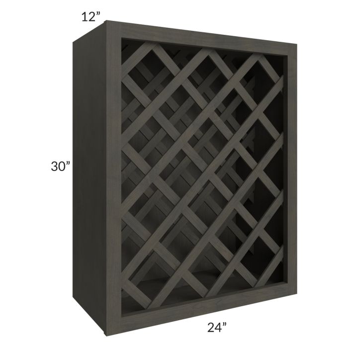 RTA Charcoal Grey Shaker 24" x 30" Wine Rack Cabinet with 1 Decorative End Panel