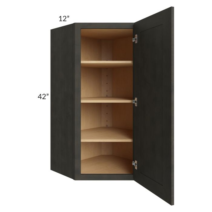 RTA Charcoal Grey Shaker 24" x 42" Wall Diagonal Corner Cabinet with 1 Decorative End Panel