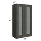 RTA Charcoal Grey Shaker 24" x 42" Wall Glass Door Cabinet (Prepped for Glass Doors) with 1 Decorative End Panel