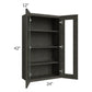 RTA Charcoal Grey Shaker 24" x 42" Wall Glass Door Cabinet (Prepped for Glass Doors) with 1 Decorative End Panel