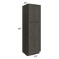 RTA Charcoal Grey Shaker 24" x 84" x 24" Wall Pantry Cabinet with 1 Decorative End Panel and 1 Roll Out Tray