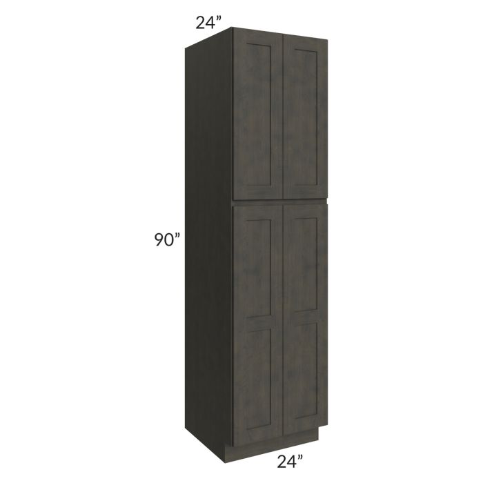 RTA Charcoal Grey Shaker 24" x 90" x 24" Wall Pantry Cabinet with 1 Decorative End Panel and 2 Roll Out Trays