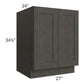 RTA Charcoal Grey Shaker 27" Full Height Door Base Cabinet with 2 Decorative End Panels