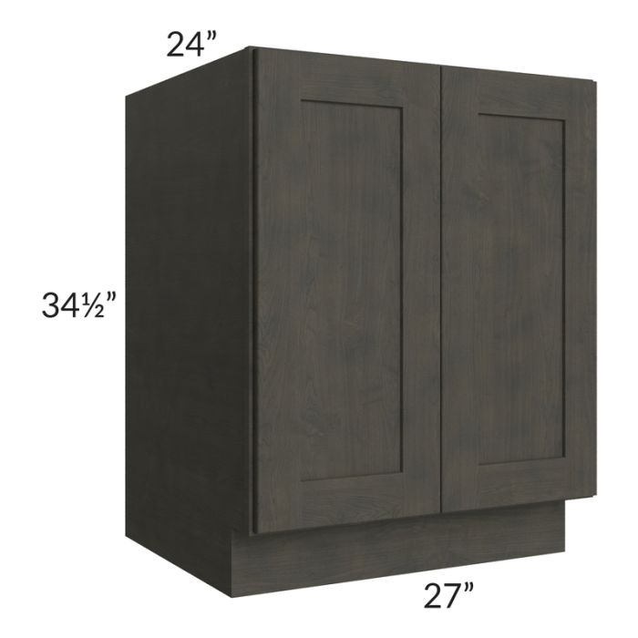 RTA Charcoal Grey Shaker 27" Full Height Door Base Cabinet with 2 Decorative End Panels