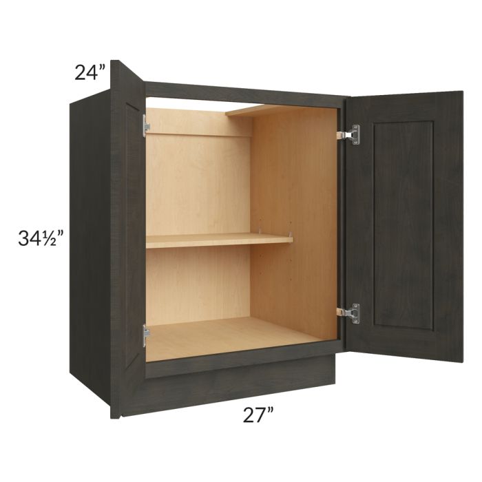 RTA Charcoal Grey Shaker 27" Full Height Door Base Cabinet with 2 Decorative End Panels