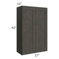 RTA Charcoal Grey Shaker 27" x 42" Wall Cabinet with 1 Decorative End Panel
