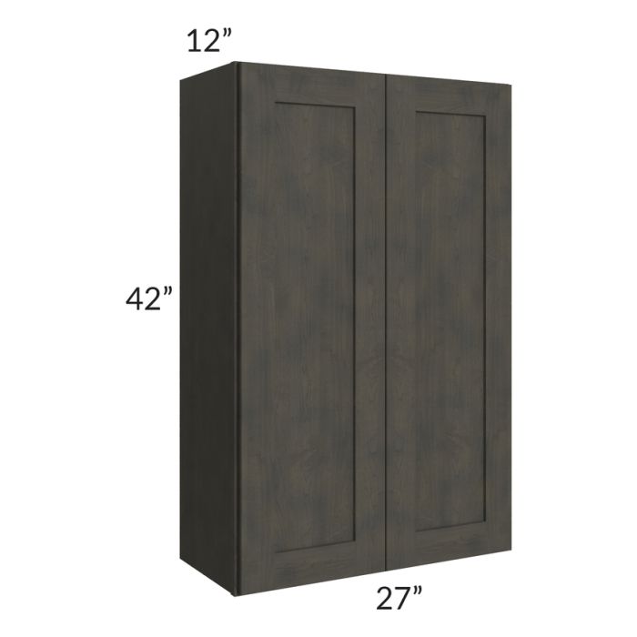 RTA Charcoal Grey Shaker 27" x 42" Wall Cabinet with 1 Decorative End Panel