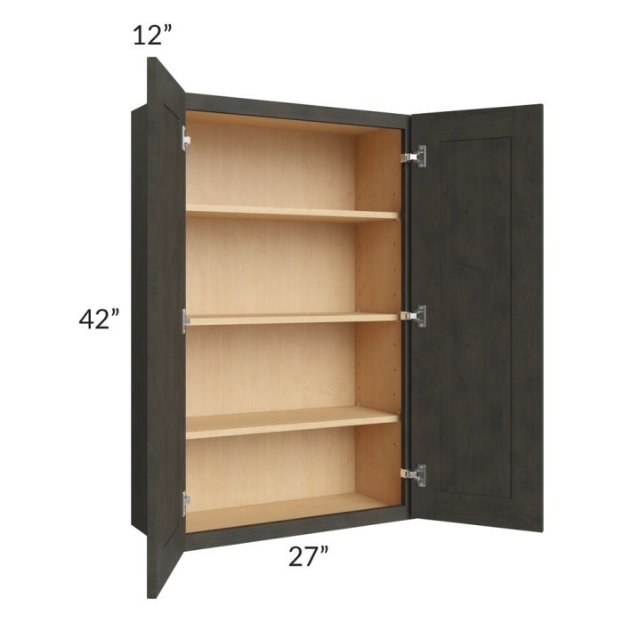 RTA Charcoal Grey Shaker 27" x 42" Wall Cabinet with 2 Decorative End Panels