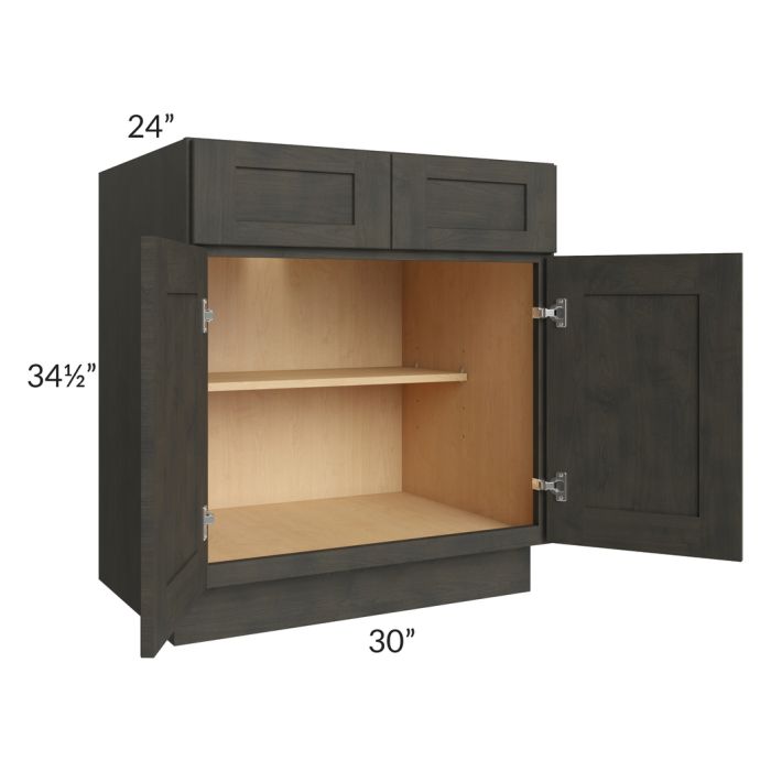 RTA Charcoal Grey Shaker 30" Base Cabinet with 2 Decorative End Panels