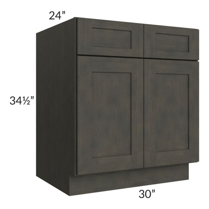 RTA Charcoal Grey Shaker 30" Base Cabinet with 2 Roll Out Trays