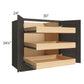 RTA Charcoal Grey Shaker 30" Full Height Base Cabinet with 3 Rollout Trays and 2 Decorative End Panels