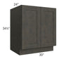 RTA Charcoal Grey Shaker 30" Full Height Door Base Cabinet with 1 Decorative End Panel and 2 Roll Out Trays