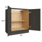 RTA Charcoal Grey Shaker 30" Full Height Door Base Cabinet with 1 Decorative End Panel and 2 Roll Out Trays