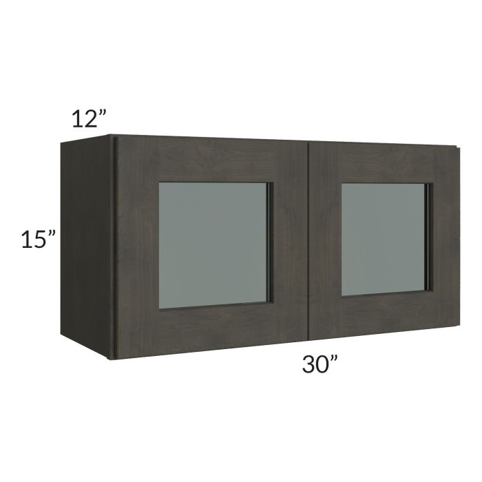 RTA Charcoal Grey Shaker 30" x 15" Decorative Wall Cabinet with 1 Decorative End Panel