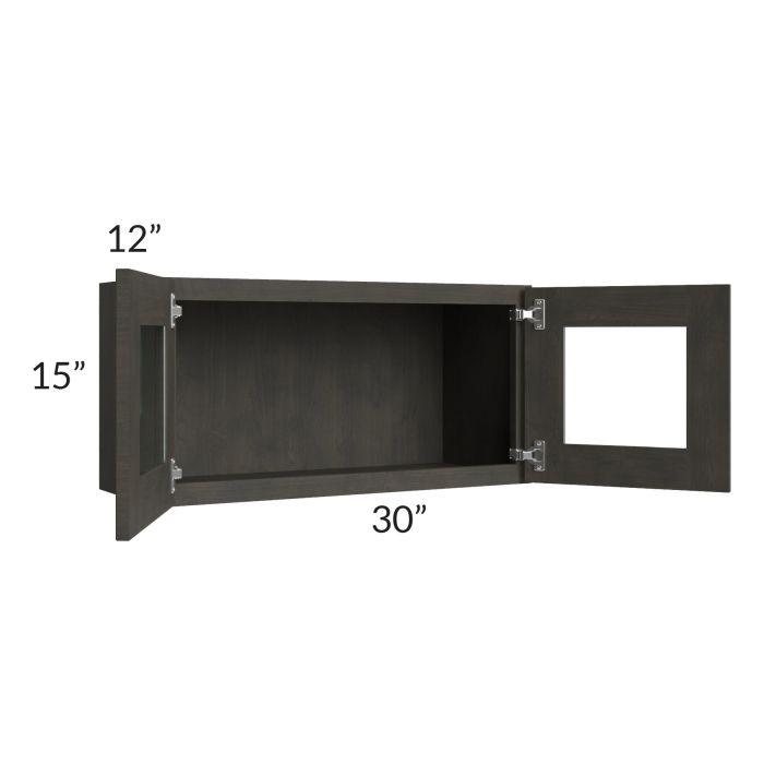 RTA Charcoal Grey Shaker 30" x 15" Decorative Wall Cabinet with 1 Decorative End Panel
