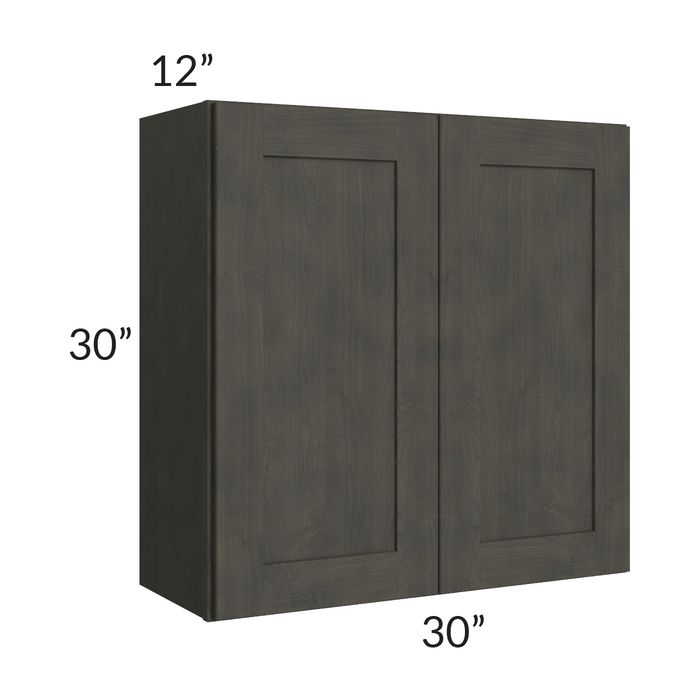 RTA Charcoal Grey Shaker 30" x 30" Wall Cabinet with 2 Decorative End Panels