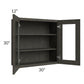 RTA Charcoal Grey Shaker 30" x 30" Wall Glass Door Cabinet (Prepped for Glass Doors) with 2 Decorative End Panels