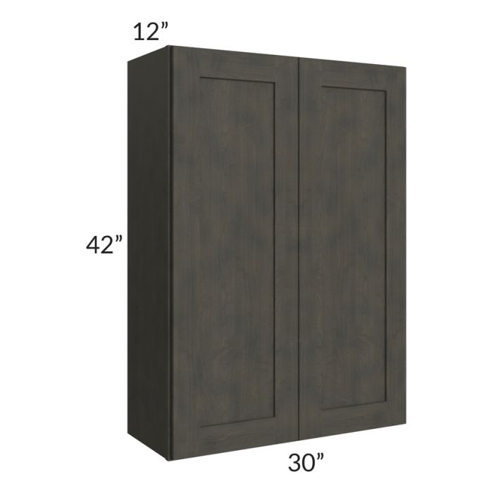 RTA Charcoal Grey Shaker 30" x 42" Wall Cabinet with 2 Decorative End Panels