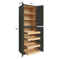 RTA Charcoal Grey Shaker 30" x 96" x 24" Wall Pantry Cabinet with 4 Rollout Trays and 1 Decorative End Panel