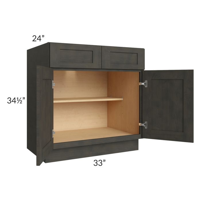RTA Charcoal Grey Shaker 33" Base Cabinet with 1 Decorative End Panel