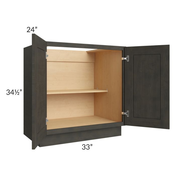 RTA Charcoal Grey Shaker 33" Full Height Door Base Cabinet