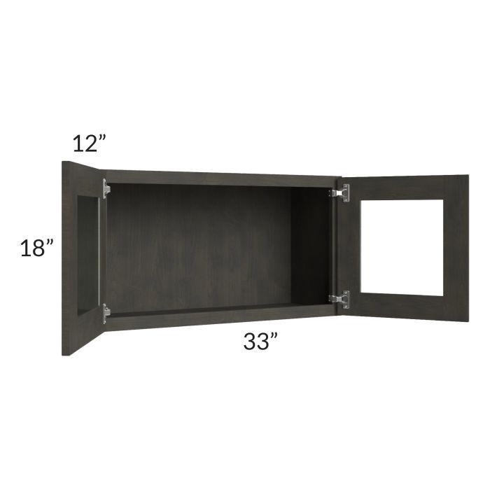 RTA Charcoal Grey Shaker 33" x 18" Decorative Wall Cabinet with 1 Decorative End Panel