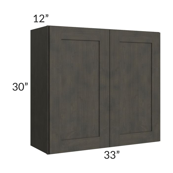 RTA Charcoal Grey Shaker 33" x 30" Wall Cabinet with 2 Decorative End Panels