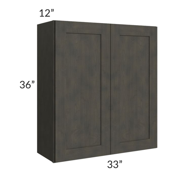 RTA Charcoal Grey Shaker 33" x 36" Wall Cabinet with 1 Decorative End Panel
