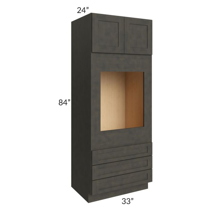 RTA Charcoal Grey Shaker 33" x 84" x 24" Oven Cabinet with 1 Decorative End Panel