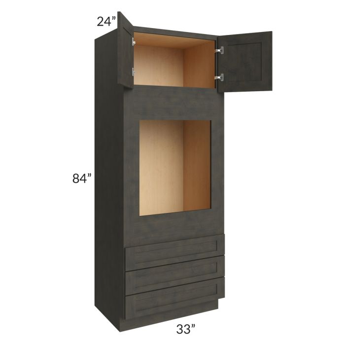 RTA Charcoal Grey Shaker 33" x 84" x 24" Oven Cabinet with 1 Decorative End Panel