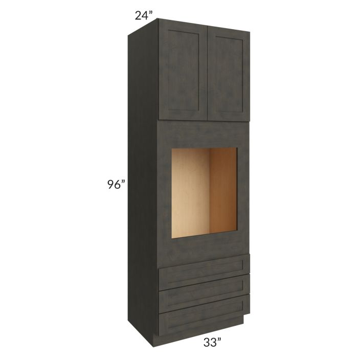 RTA Charcoal Grey Shaker 33" x 96" x 24" Oven Cabinet with 1 Decorative End Panel