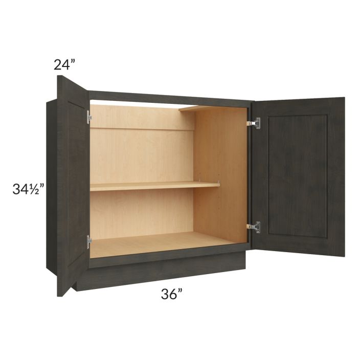 RTA Charcoal Grey Shaker 36" Full Height Door Base Cabinet