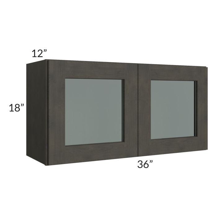 RTA Charcoal Grey Shaker 36" x 18" Decorative Wall Cabinet with 1 Decorative End Panel