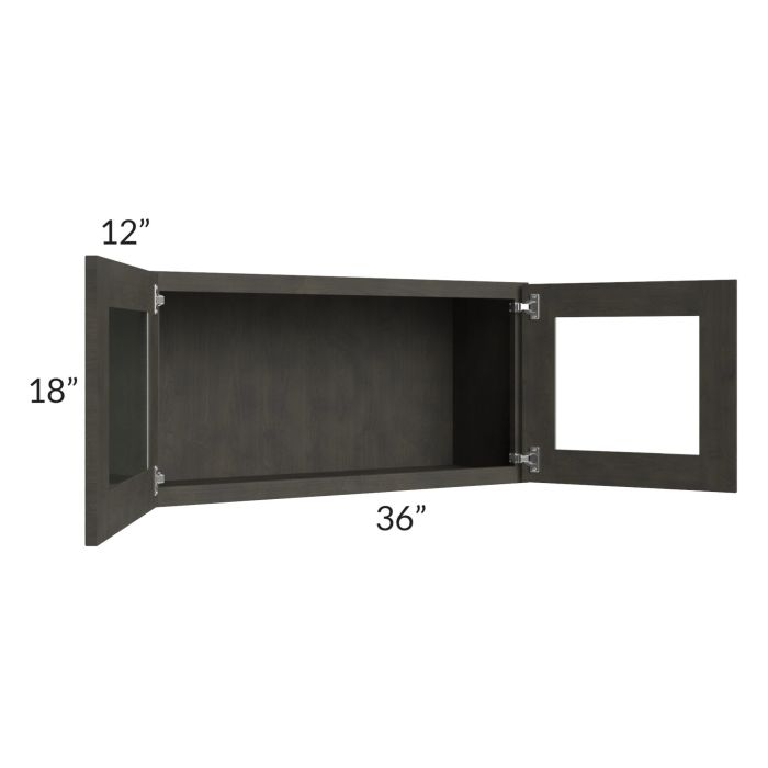 RTA Charcoal Grey Shaker 36" x 18" Decorative Wall Cabinet with 1 Decorative End Panel