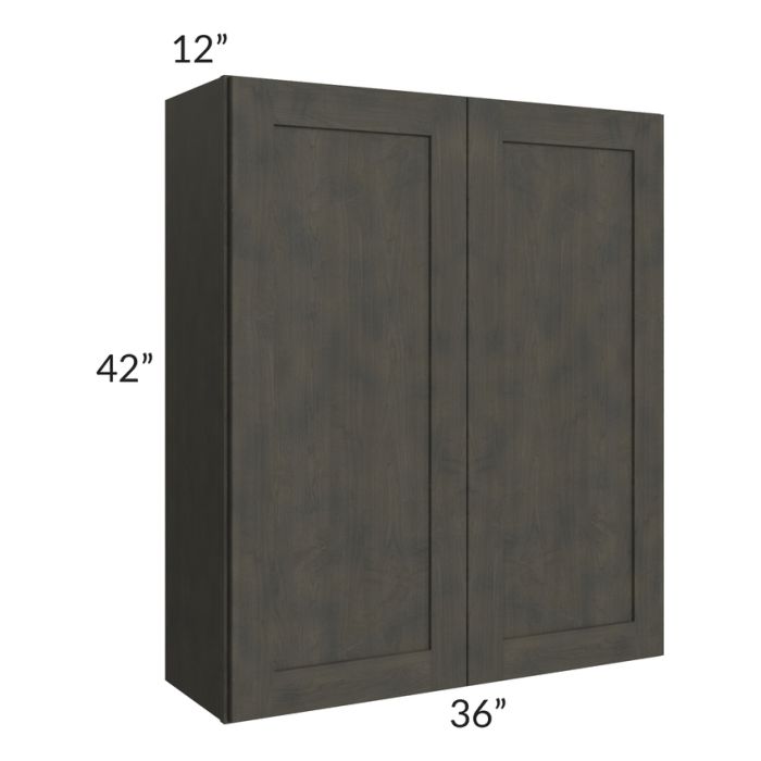 RTA Charcoal Grey Shaker 36" x 42" Wall Cabinet with 1 Decorative End Panel