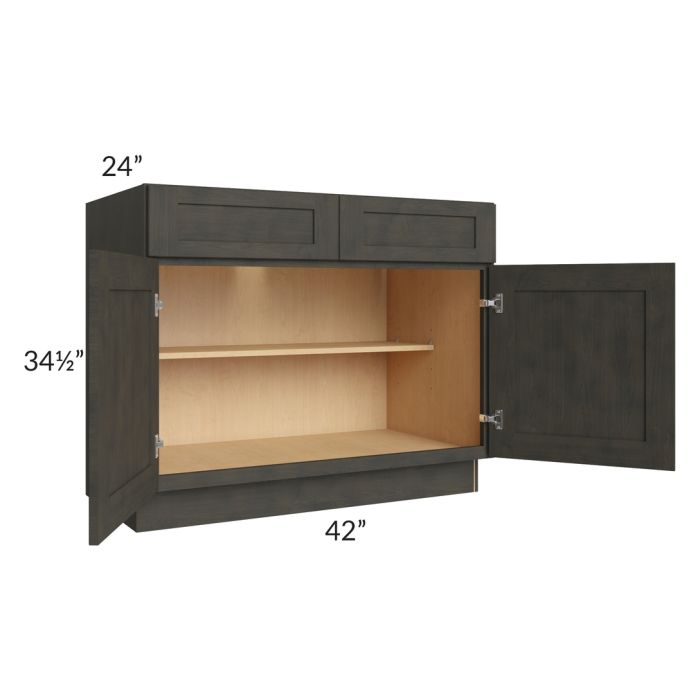RTA Charcoal Grey Shaker 42" Base Cabinet with 1 Decorative End Panel