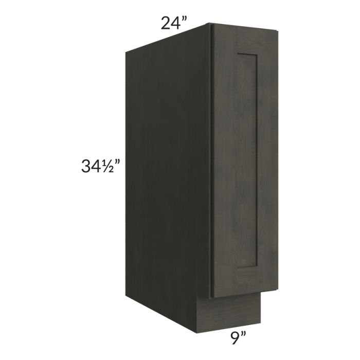 RTA Charcoal Grey Shaker 9" Base Tray Cabinet with 1 Decorative End Panel