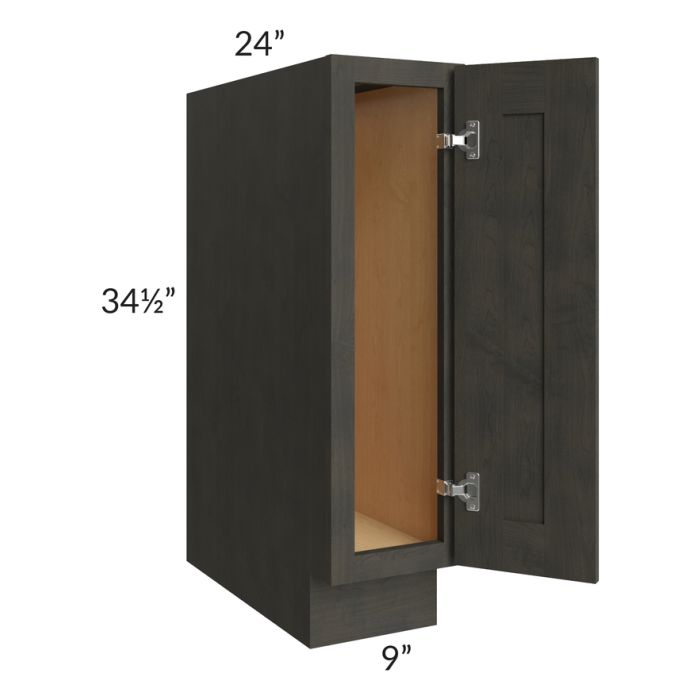 RTA Charcoal Grey Shaker 9" Base Tray Cabinet with 1 Decorative End Panel