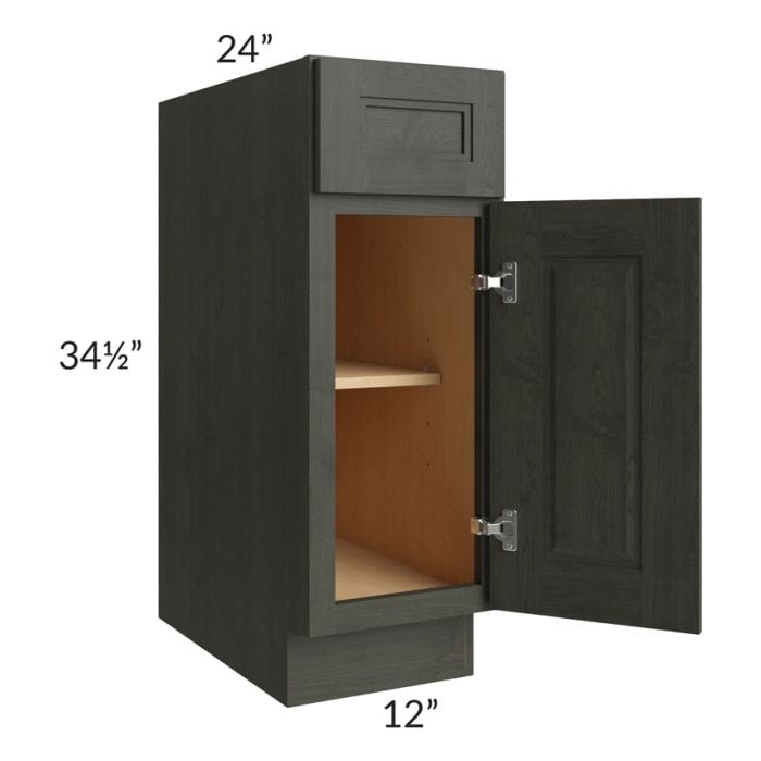RTA Charlotte Dark Grey 12" Base Cabinet with 2 Decorative End Panels