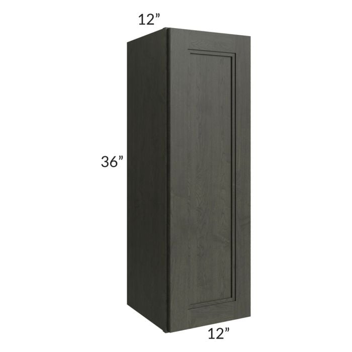 RTA Charlotte Dark Grey 12" x 36" Wall Cabinet with 1 Decorative End Panel and Glass Door