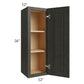 RTA Charlotte Dark Grey 12" x 36" Wall Cabinet with 1 Decorative End Panel and Glass Door