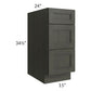 RTA Charlotte Dark Grey 15" 3-Drawer Base Cabinet