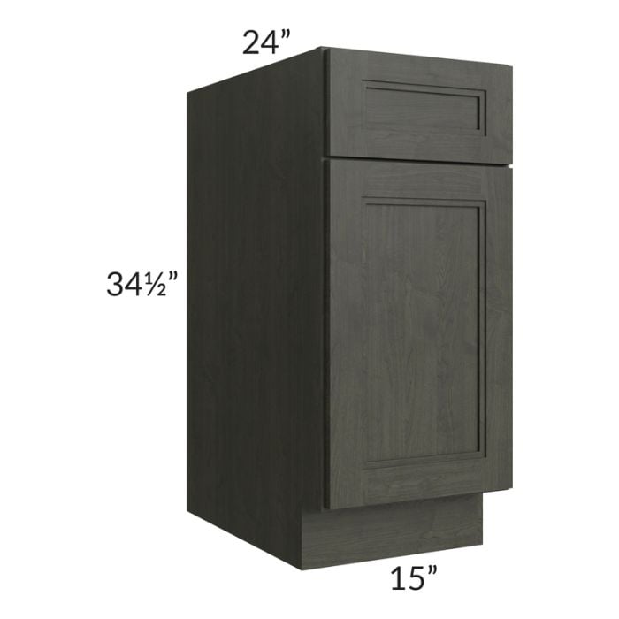 RTA Charlotte Dark Grey 15" Base Cabinet with 2 Roll Out Trays