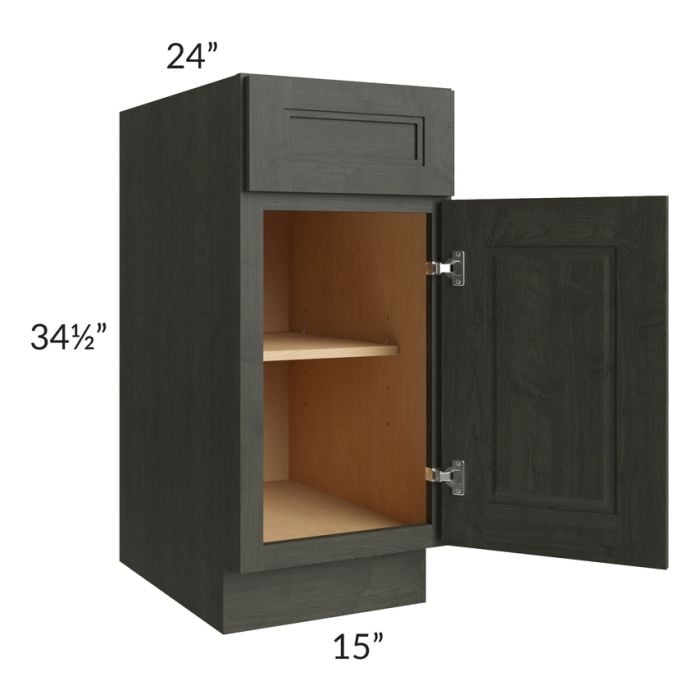 RTA Charlotte Dark Grey 15" Base Cabinet with 2 Roll Out Trays