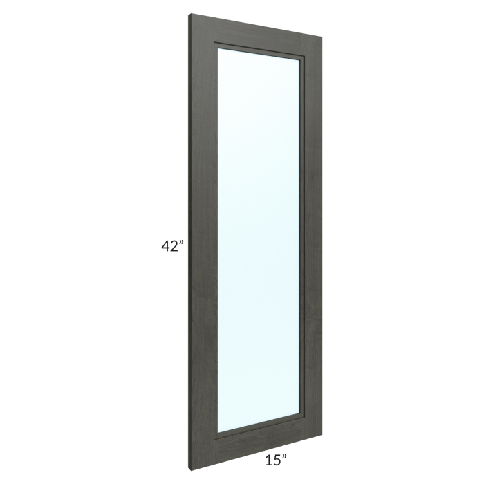 RTA Charlotte Dark Grey 15" x 42" Glass Door Only (can be used with a 24" x 42" corner cabinet)